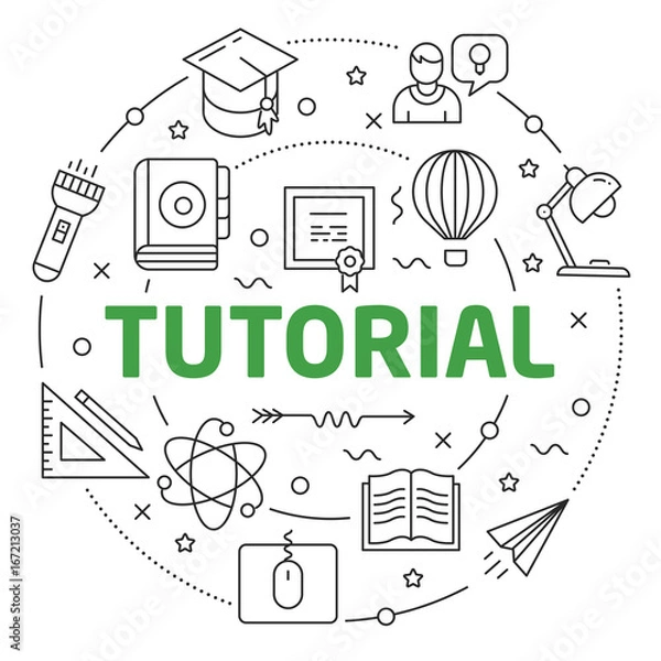 Fototapeta Line Flat Circle illustration tutorial