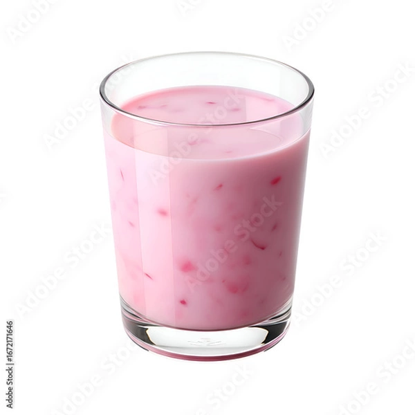 Obraz Refreshing Pink Smoothie in Glass on White Background.