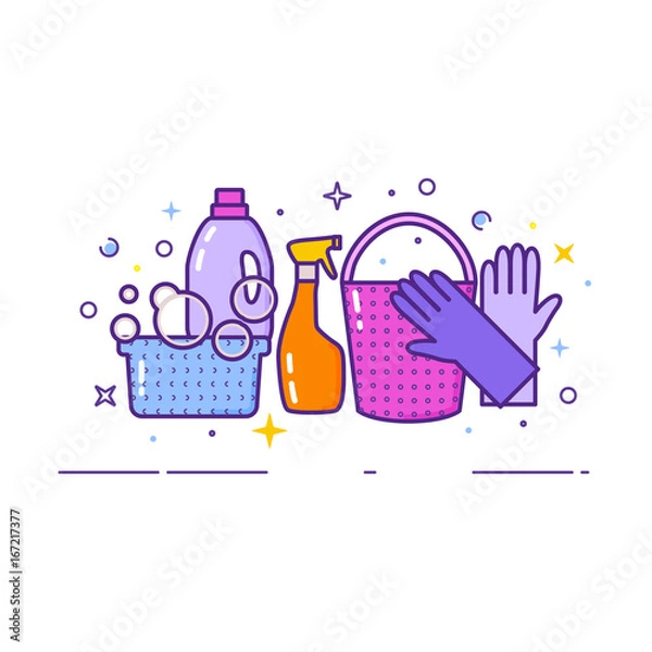 Obraz Flat design logo for cleaning service