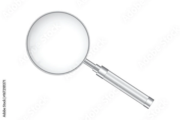 Fototapeta Realistic transparent magnifying glass isolated background lens search tool zoom magnify optical loupe clarity optical lens magnifier reflection inspection vector illustration design