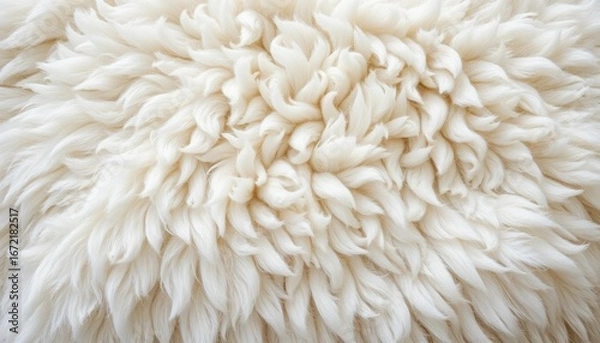 Fototapeta Luxurious White Sheep Wool Texture Soft, Fluffy Background