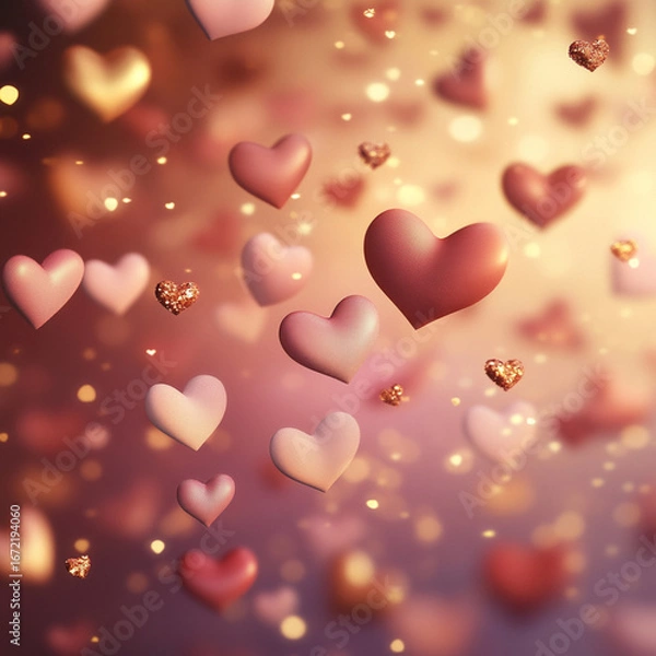 Fototapeta background with three-dimensional hearts