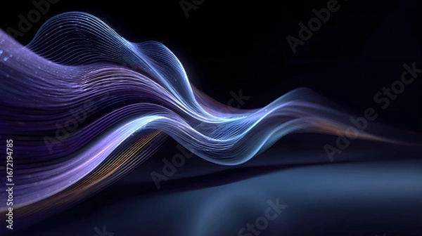 Obraz Abstract swirling blue light waves and smoke create a dynamic fractal pattern