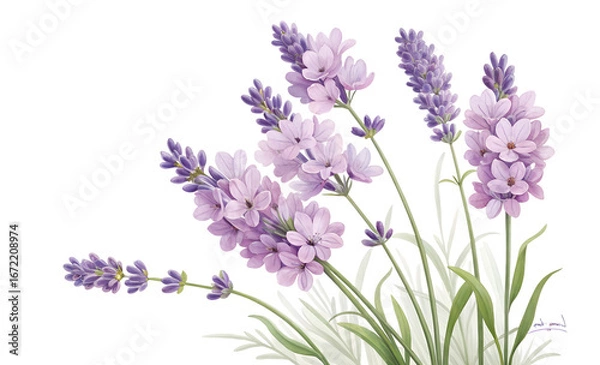 Fototapeta lavender flowers illustration isolated on white background. PNG Transparent file type with high definition quality And vibrant color grading Available.
