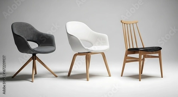 Fototapeta Modern designer chairs showcasing elegant form and comfortable seating options for contemporary spaces