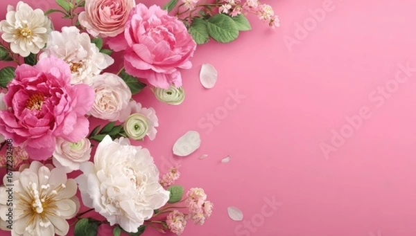 Obraz Delicate floral arrangement on pink background