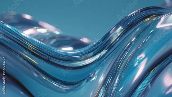 Fototapeta Abstract fluid forms in vibrant blues and purples