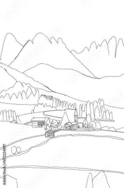 Obraz Coloring the house scenery,색칠하기,컬러링,컬러링북