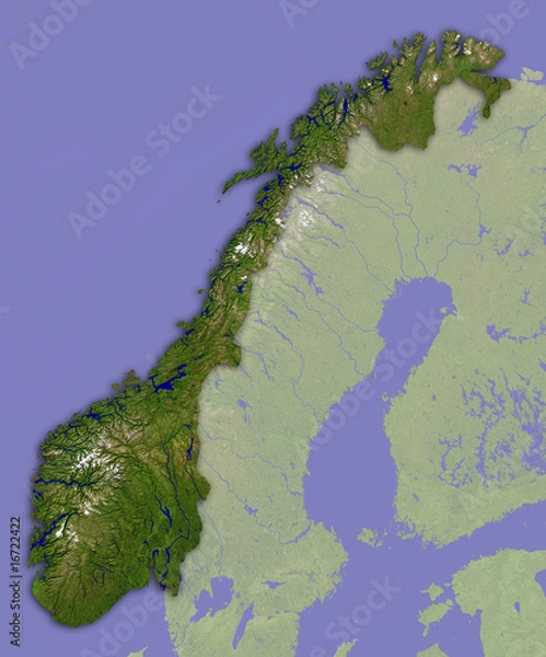 Obraz Mapa Norwegii 3D d