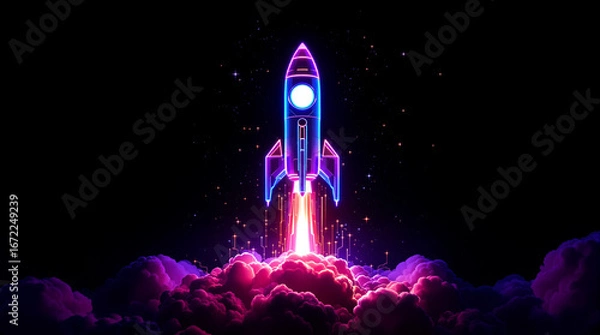 Fototapeta Futuristic Rocket Launch