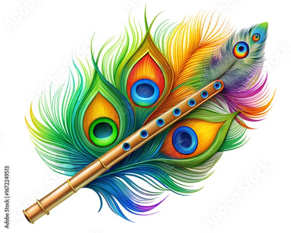 Fototapeta peacock feather illustration isolated on white background. PNG Transparent file type with high definition quality And vibrant color grading Available.
