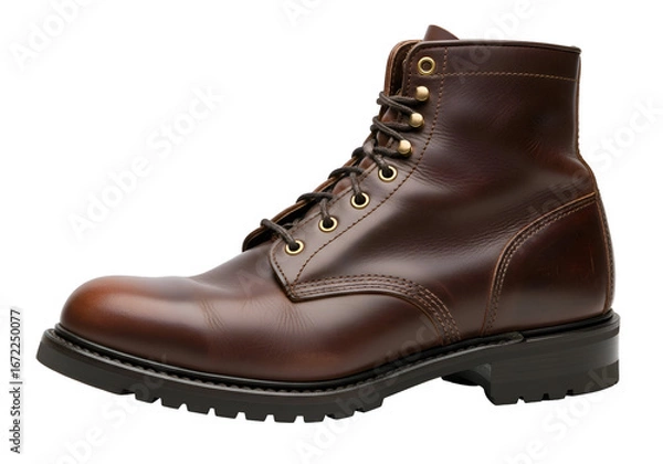 Obraz Brown Leather Work Boot: Rugged and Durable Footwear.