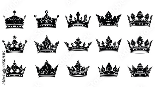 Obraz A Regal Array Crown Vector Designs for Majestic Projects and Emblematic Art