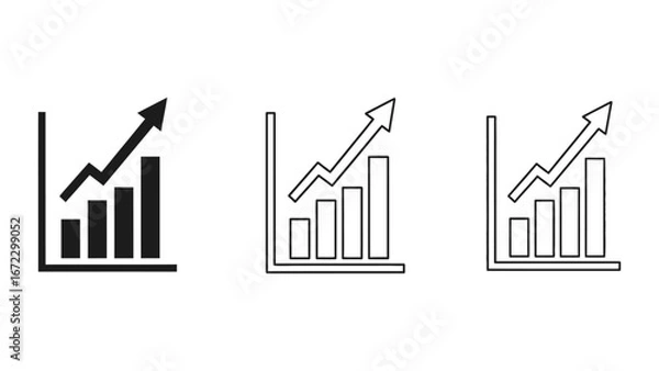 Obraz Growth Chart Icons Upward Trend, Progress, and Success Vectors