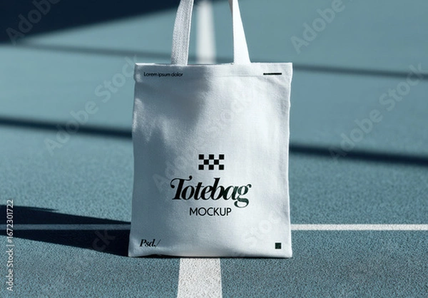 Obraz Canvas Tote Bag on Sunlit Outdoor Court Mockup