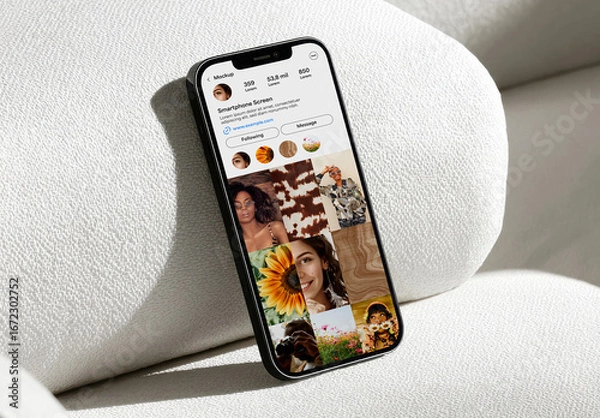 Fototapeta Smartphone Screen on Sofa Mockup