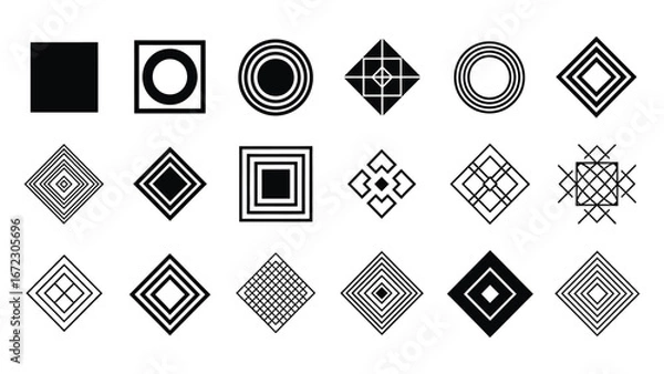 Obraz Geometric Harmony A Black and White Patterned Abstract Artwork