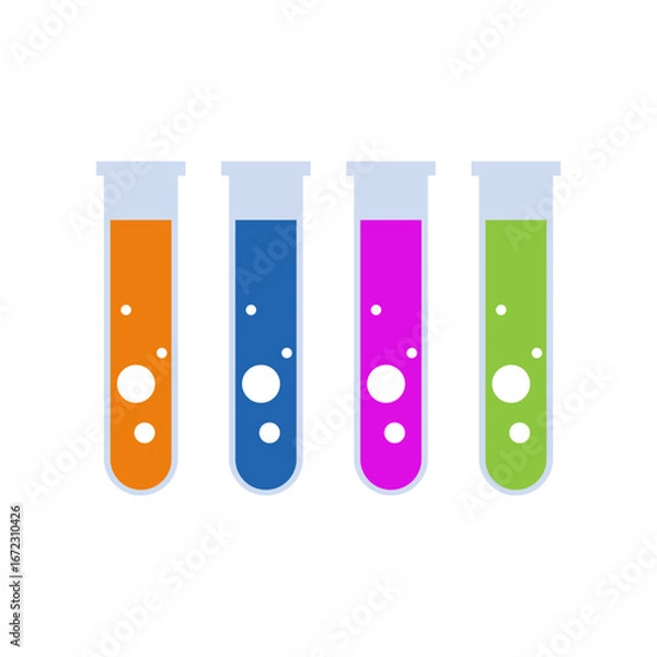 Fototapeta Test Tube Illustration in Flat Hand Drawn Style