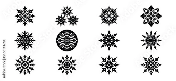 Fototapeta Elegant Snowflake Collection Intricate Black and White Designs for Winter and Holiday Projects