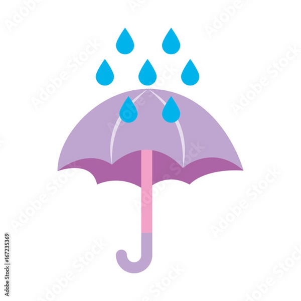 Fototapeta cute umbrella with rain drops vector illustration design