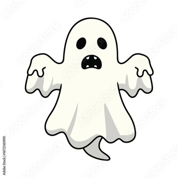 Obraz Cartoon Ghost Floating in Blank Space