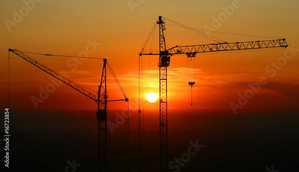 Obraz Construction site on sunset.