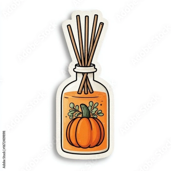 Fototapeta Pumpkin Scented Reed Diffuser Illustration