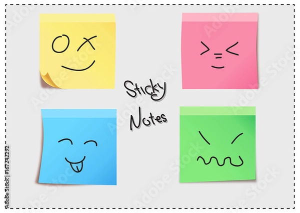 Obraz Vector Material Post Paper Sticky Note Colourful