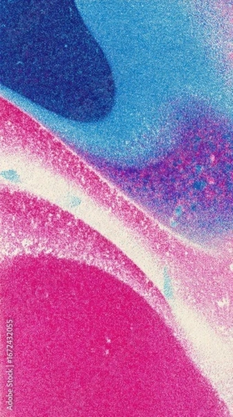Fototapeta Blue and pink abstract gradient with grainy risograph texture