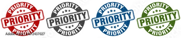Fototapeta priority stamp. priority round stamp set isolated on white background