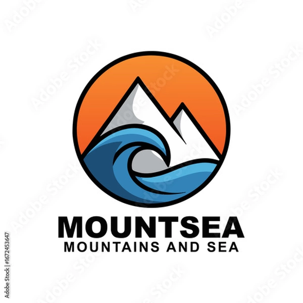 Obraz Creative combination mountain and sea logo design idea
