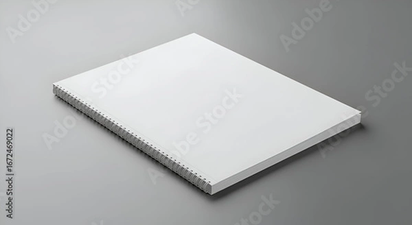 Fototapeta Blank Spiral Notebook on Gray Surface Clean and Minimalist Design.