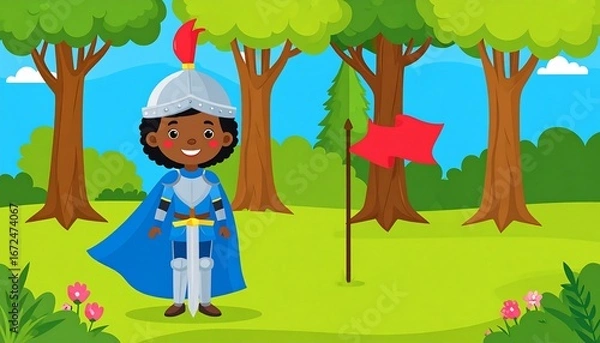 Obraz Child knight in a forest