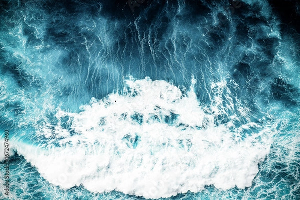Fototapeta abstract aerial view background of blue waves