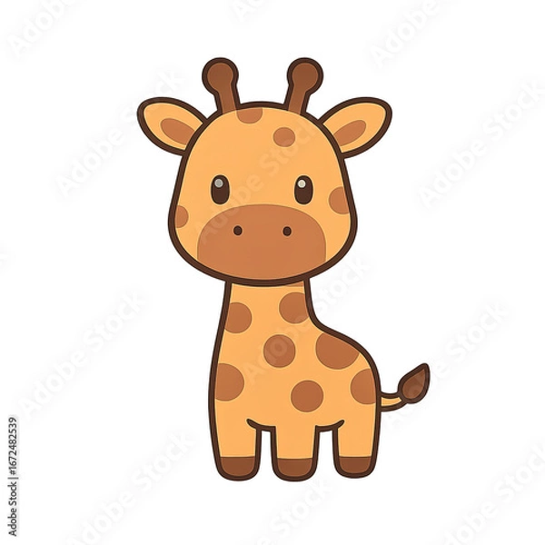 Obraz Naive-style cute giraffe drawing, transparent background
