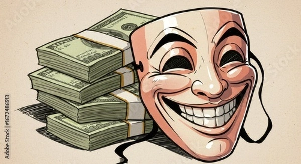 Obraz Mask and Money: Financial Deception Concept
