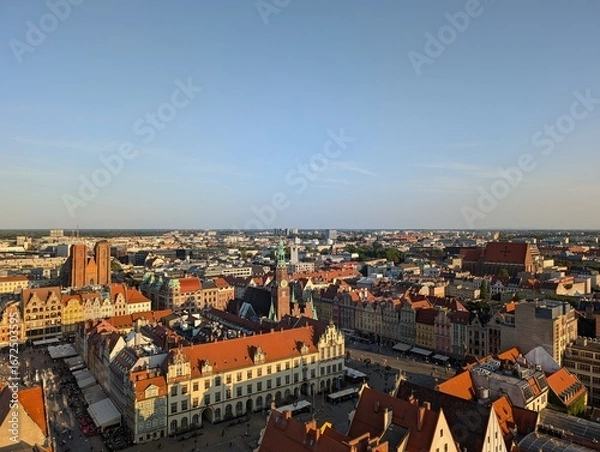 Obraz Vue panoramique d’une ville polonaise depuis les hauteurs
