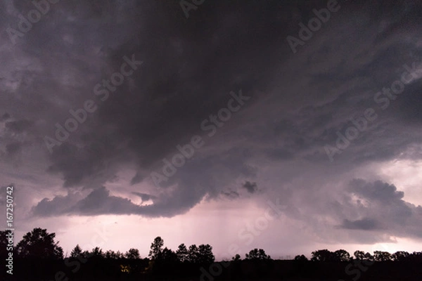 Obraz Thunderstorm with lightning on the field