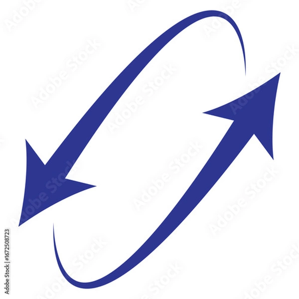 Fototapeta Blue curved arrow icon isolated on white background vector illustration.
