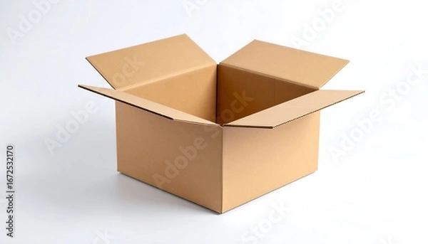 Fototapeta Empty cardboard box on white background