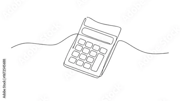 Obraz continuous line art jpg on drawing art of calculator account