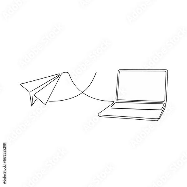 Obraz continuous one line drawing of notebook connected on jpg 