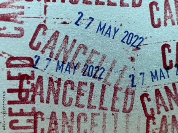 Fototapeta Stamped letters on old paper, date, month and year.