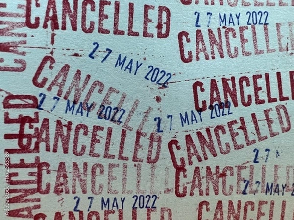 Fototapeta Stamped letters on old paper, date, month and year.