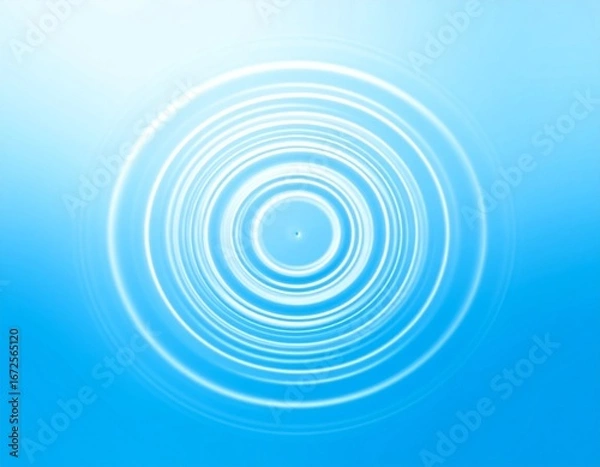 Fototapeta Concentric White Ripple Circles in a Blue Water Abstract Background