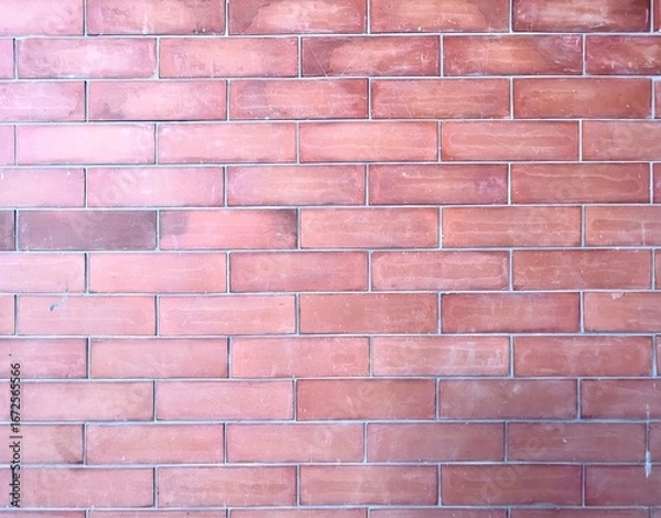 Fototapeta Red Brick Wall, Red color brick wall for brickwork background design . Panorama format .