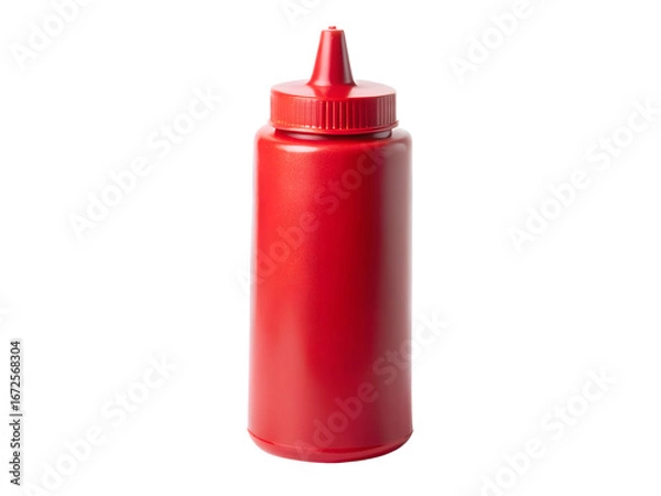 Fototapeta Red plastic squeeze bottle with a pointy cap isolated on transparent background