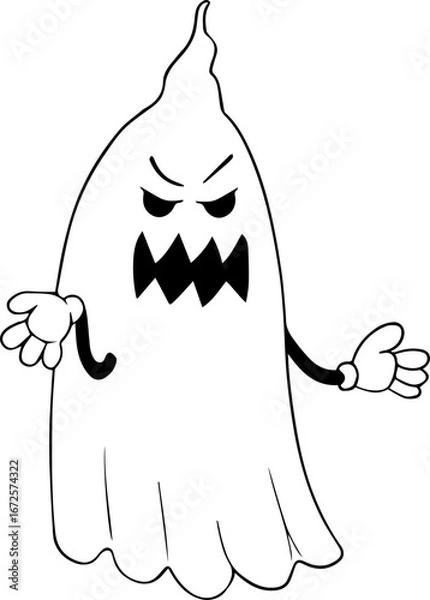 Fototapeta Angry ghost black and white rubber hose cartoon