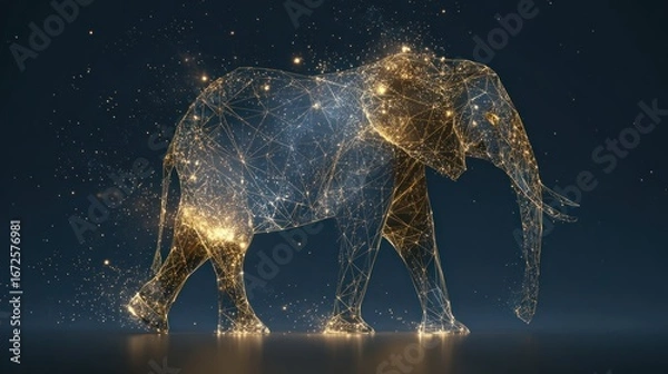 Obraz Abstract elephant in glowing lines