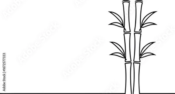 Obraz  single continuous line art drawing of bamboo eps